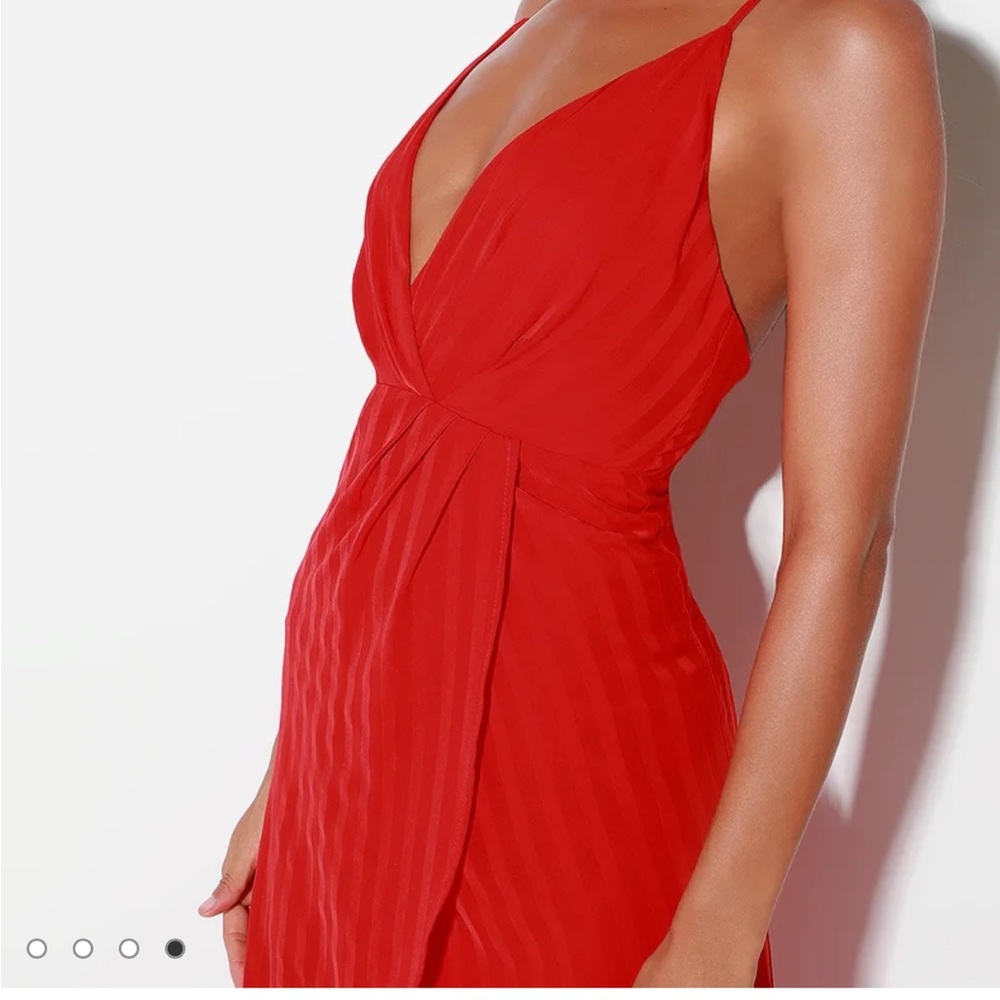 Lulus Panache Red Backless Midi Dress deep V - Picture 4 of 7